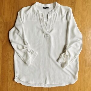 Dalia Classic White Split-Neck Blouse Size XL